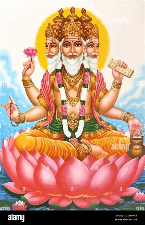 Lord Brahma India Culture Holy God Illustration Stock Photo Alamy
