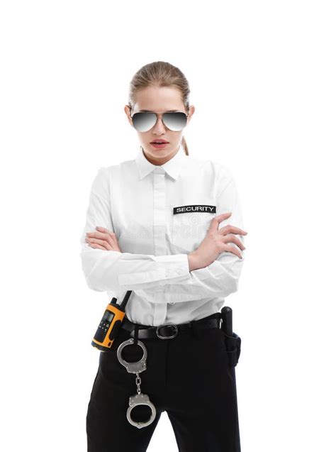 Female Security Guard In Uniform On Background Stock Photo Image Of