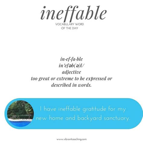 Vocabulary Word Of The Day Ineffable Adj Too Great Or Extreme To Be