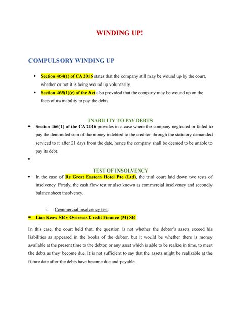 Winding Up Summaries Winding Up Compulsory Winding Up Section 4641