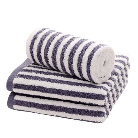 Pidada Hand Towels Set Of 3 100 Cotton Striped Pattern