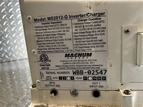 Magnum Energy Magna Sine Ms2012 Inverter Charger 3000 Watt Ebay