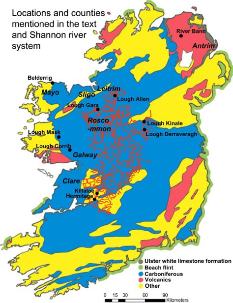 Geology Of Ireland And Locations And Counties Mentioned In Text