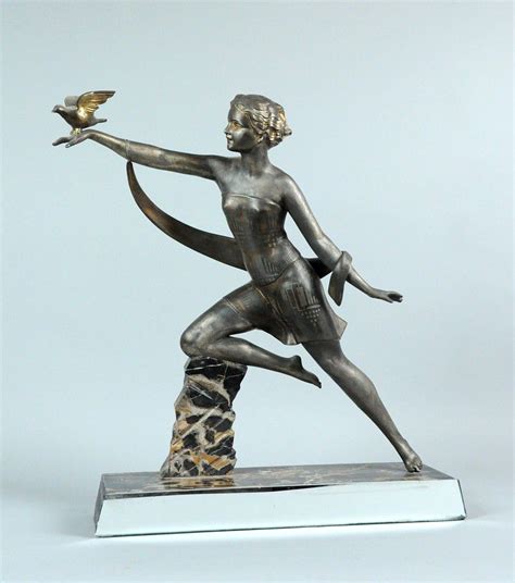 Art Deco Dancing Maiden With Dove Sculpture Figuresgroups Sculpturestatuary