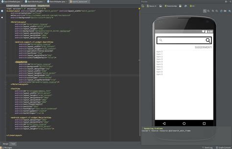 Android Rendering Problems Couldnt Resolve Resource Idsearchedit