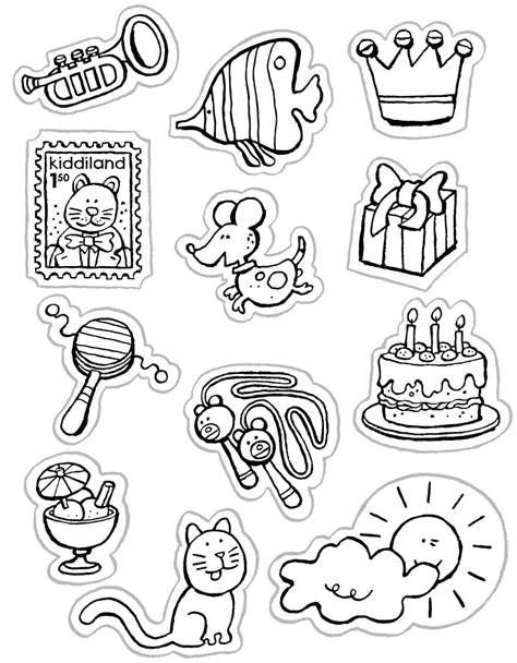 Printable Stickers Coloring Page Color Your Own Stickers Diy Etsy
