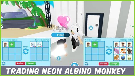 Adopt Me Trading Neon Albino Monkey 🤩 Adopt Me Trading Neon Legendary