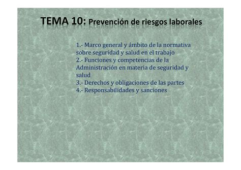 Tema 10 Derecho Del Trabajo Prevencion Riesgos Laborales Warning Tt