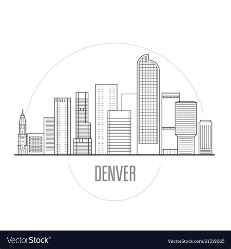 Denver City Skyline Downtown Cityscape Towers Vector Image