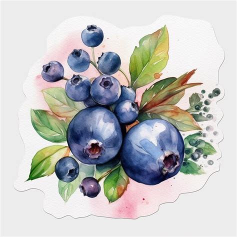 Premium Ai Image A Watercolor Painting Of Blueberries With Leaves