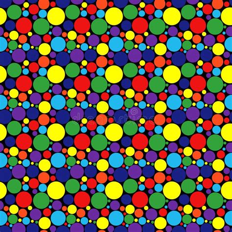 Seamless Pattern With Colourful Circles Over Black Stock Vector