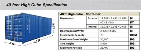 40 Length Feet And Dry Container Type 40ft High Cube Container