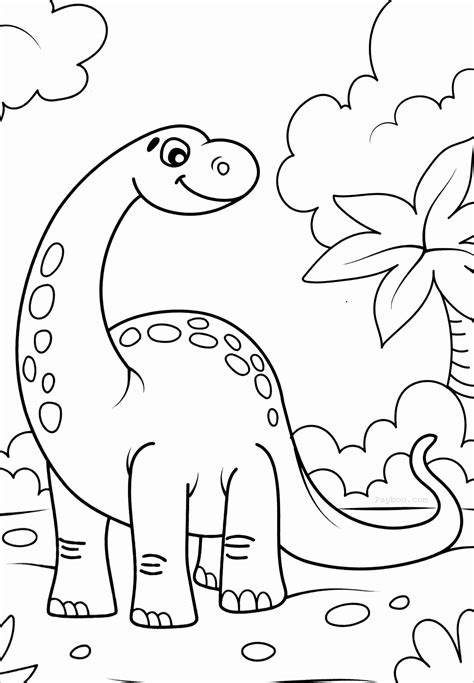 Omalovánka Usmívající Se Dinosaurus S Dlouhým Krkem K Vytisknutí Zdarma