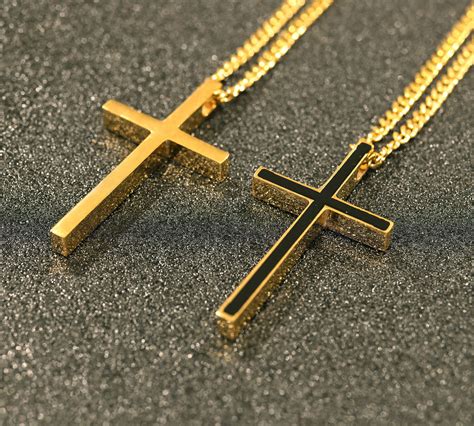 Mens Large Cross Necklace Gold Cross Necklaces For Men Etsy