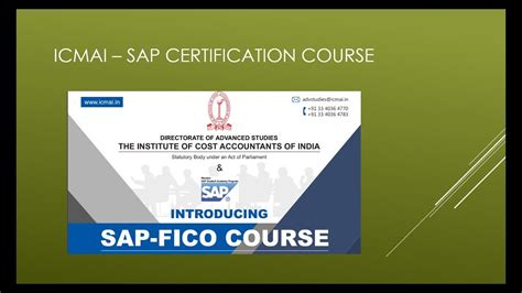 Cma Sap Fico Course By Icmai And Sap Important Course Youtube