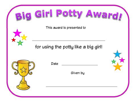 Big Girl Potty Award Certificate Template Download Printable Pdf