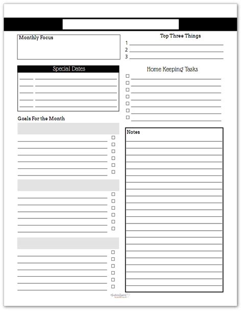 Black And White Monthly Planner Printables Are Here In 2022 Personal