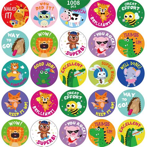 1008 Pieces Animal Reward Stickers For Kids Student Award Adorable