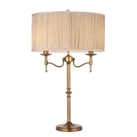 Stanford Antique Brass Table Lamp And Beige Shade 63648