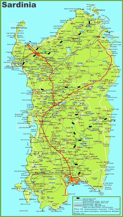 Italy Map With Cities And Towns Large Detailed Map Of Sardinia With
