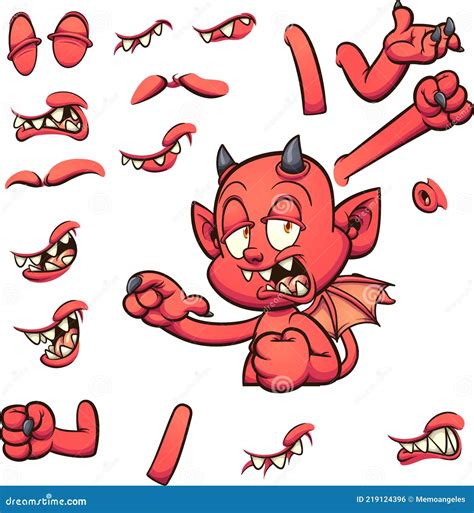 Devil Character Torso With Different Expressions Stock Vector