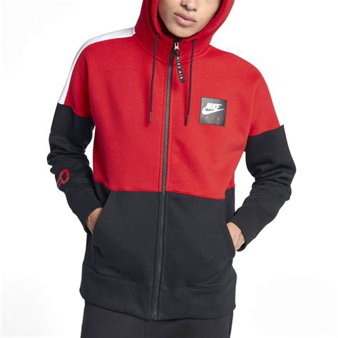 Nike Air Fleece Mens Full Zip Hoodie University Red Black 886044 657