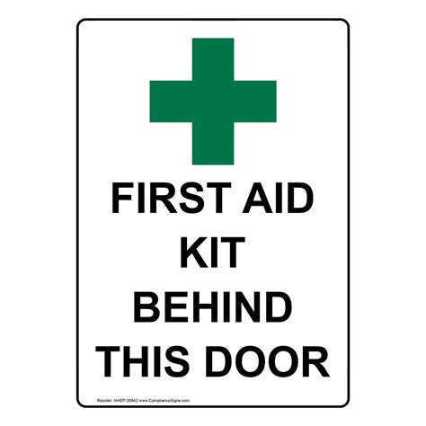 Portrait First Aid Kit Aed Inside Cabinet Sign With Symbol Nhep 30841