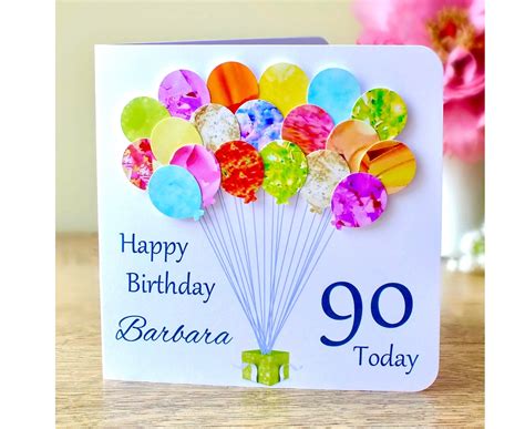 90th Birthday Card Personalised Age 90 Birthday Balloons Etsy