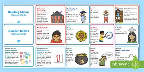 Idioms For Kids And Their Meanings Cards Pack