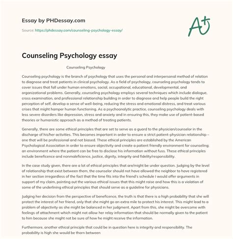 Counseling Psychology Essay Phdessay Com