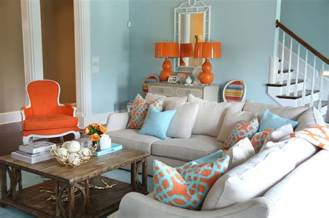 Blue And Orange Living Room Contemporary Living Room Valspar La