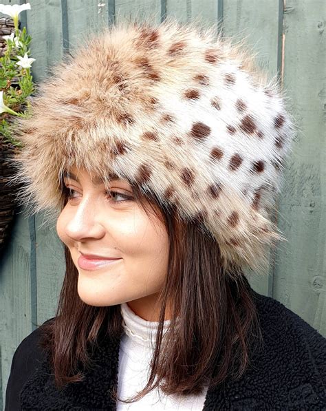 Handmade In England Luxury Faux Fur Cheetah Hat Fleece Lining Fur Hat