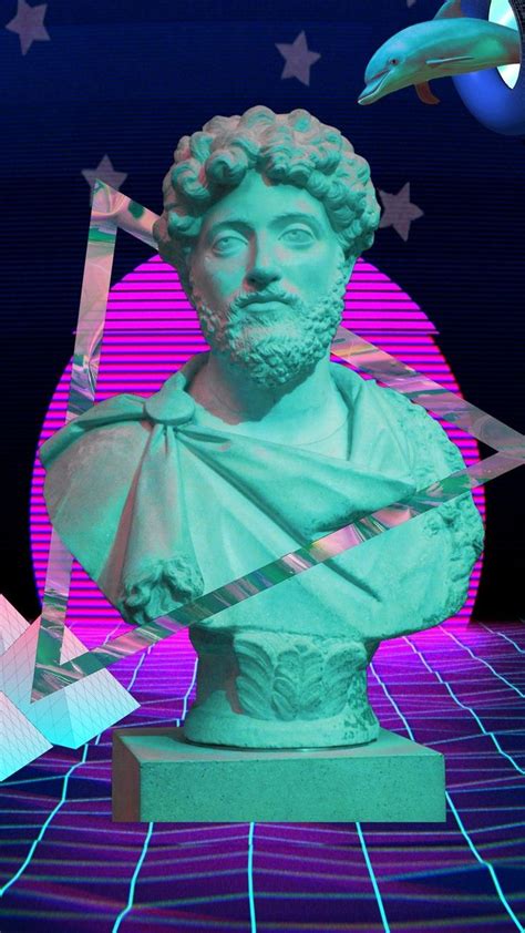 Vaporwave Aesthetic Marcus Aurelius Bust For All You Stoics Out There