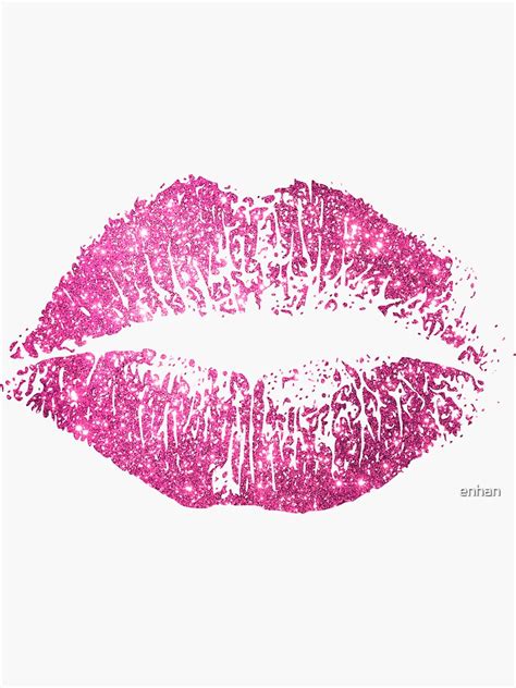 Stylish Pink Glitter Lips Sticker For Sale By Enhan Redbubble