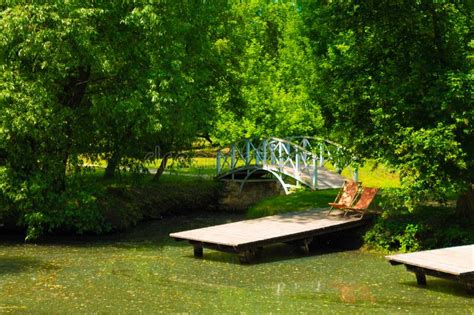 Beautiful Old Wooden Bridge Across The River Old Wooden Bridge Across