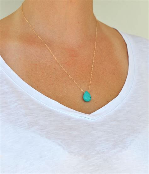 Turquoise Necklace For Women Turquoise Pendant Sterling Etsy