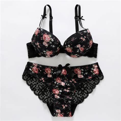 Buy Women Sexy Embroidery Lingerie Set Underwire Push Up Thin Padded