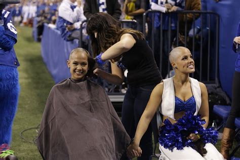 Colts Cheerleader Megan M Shaves Head For Coach Chuck Pagano And Leukaemia Charity Pictures