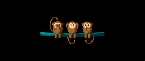 Download Wallpaper 2560x1080 Monkeys Branch Art Vector Dual Wide