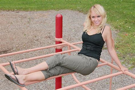 Woman On Playground Stock Image Image Of Caucasian Person 7305983