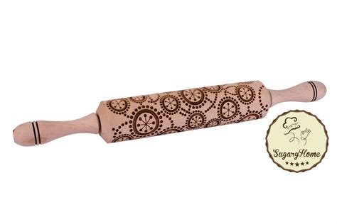 Wooden Rolling Pin Laser Cut Crop Circle Pattern By Sugaryhome