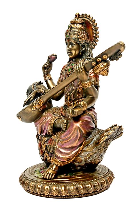 Saraswati Statue Sarasvati Statue 21 Cm Bonded Bronze Etsy