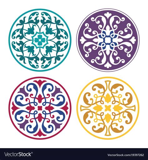 Set Of Round Arabic Ornaments Royalty Free Vector Image