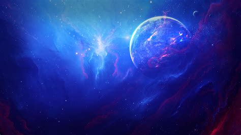 Wallpaper Nebula Space Blue Red Planet Galaxy 1920x1080