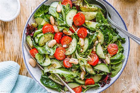 White Bean Salad Recipe With Tomato Cucumber And Pesto Vinaigrette
