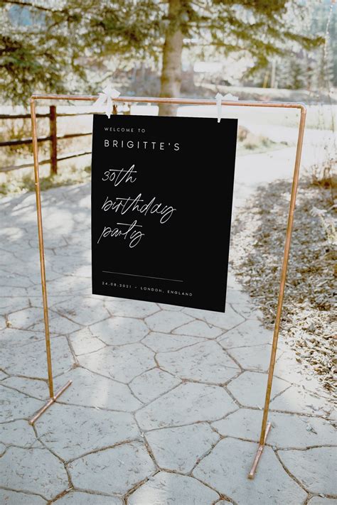 Black Welcome Birthday Party Sign Birthday Welcome Sign Birthday Party Decorations Modern