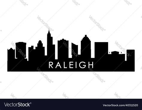 Raleigh Skyline Silhouette Black City Royalty Free Vector