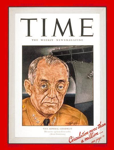 Time Magazine Cover Vice Admiral Ghormley Aug 17 1942 Magazine
