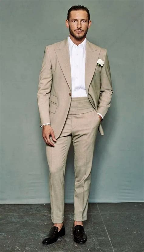 Latest Coat Pant Designs Beige Ivory Wedding Suits Slim Fit Piece