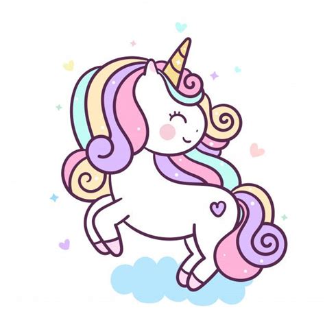 A Cartoon Unicorn Flying Through The Sky With Hearts On Its Tail And